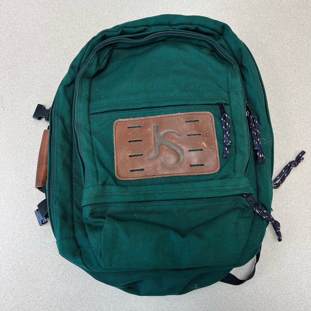 Vintage Jansport Leather Backpack / Briefcase Forest Green MADE IN USA  311